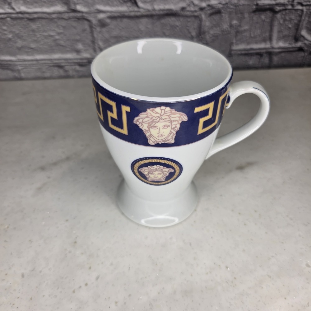 VERSACE BY ROSENTHAL MEDUSA BLUE Royal Blue Gold Tall COFFEE Tea Mug